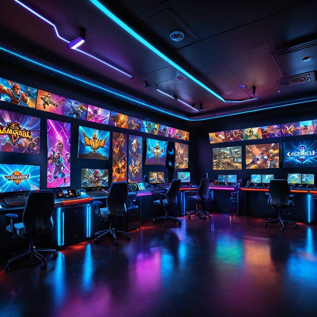 A vibrant gaming hub filled with colorful modifications and cheerful characters, showcasing a variety of gaming enhancements like custom controllers and animated skins. The background features lively banners and neon lights that reflect excitement and joy. Include a diverse group of gamers interacting and enjoying their modifications in a fun atmosphere. super-realistic. vibrant colors. dynamic composition.